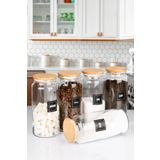 naturelove 5'li Ahşap Vakumlu Kapaklı 1400 Ml Un Tuz Çay Şeker Kahve Erzak Saklama Kavanozu