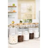 Naturelove 5’li Dekoratif Mutfak Düzenleyici Vakumlu Bambu Kapaklı Cam Erzak Kavanozu 1440 ml