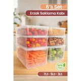 naturelove 6'lı Çok Amaçlı Saklama Kabı Seti Buzdolabı Difriz Düzenleyici Banyo Deterjan Saklama Kutusu 3-5-7 L