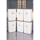 naturelove Ahşap Kapaklı 3 Litre 6'lı Set Akrilik Erzak Kutusu Kabı