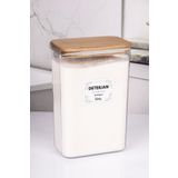 naturelove Ahşap Vakumlu Kapaklı Toz Deterjan Kutusu 3 Litre (2,5 KG Kapasiteli)