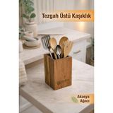 naturelove Akasya Ahşap Tezgah Üstü Kaşıklık – Dekoratif Çok Amaçlı Kevgir ve Mutfak Organizeri