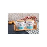 Naturelove Çay ve Kahve Saklama Kavanozu Seramik, Dekoratif Standlı Çay Kahve Saklama Kabı 2'li Set