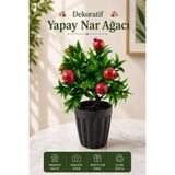 naturelove Dekoratif Saksılı Yapay Nar Ağacı - Yeşil Yapraklı Balkon Salon Mutfak Ofis Dekor Çiçeği