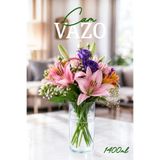 naturelove Dekoratif Silindir Cam Vazo Şeffaf Çiçek ve Masa Üstü Sunum Vazosu 21 cm