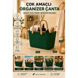naturelove Deri Görünümlü Sepet El Çantası - Çok Amaçlı Kulplu Plastik Organizer Piknik Sepeti Plaj Çantası Alışveriş Dekoratif Saklama Sepeti