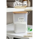 naturelove Doğal Ahşap Vakumlu Kapak Toz Deterjan Kutusu 3 litre
