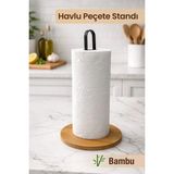 naturelove Metal & Bambu Kağıt Havluluk - Mutfak Düzenleyici Kağıt Havlu Standı - Tezgah Üstü Havlu Tutucu
