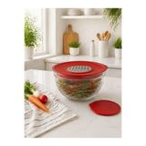 naturelove Rendeli Karıştırma Saklama Kabı - Çok Amaçlı Cam Kase - Mutfak Hazırlık Seti Salata Kasesi 4,5L