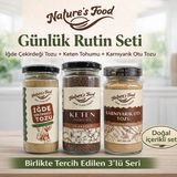 Nature's Food Iğde Çekirdeği Tozu Keten Tohumu Karnıyarık Otu Tozu Günlük Rutin Seti - 480 gr