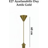 Naturesha E27 Duy Tesisatı - Ayarlanabilir Askı Takımı - Siyah, Beyaz ve Antik Gold Renk Seçenekli Avize Kablosu - Antık Altın