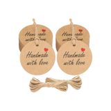 naturevo 100 Adet 5 cm Kraft Etiket – 20 metre Jüt İp Yuvarlak Hediye Etiketi | 250 gr Kaliteli Karton