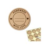naturevo 100 Adet 5 Cm Kraft Yuvarlak Sticker Etiketi – Yazılabilir El Yapımı Homemade With Love Paketleme Etiketi