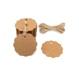 naturevo 100 Adet Kraft Hediye Etiketi 20 m Jüt İp -300 Gr Kalın Karton