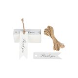 naturevo 150 Adet Thank You Hediye Etiketi 7x2 cm 300 gr Kalın Karton Yazılabilir Hediye Paketi Düğün Nişan Butik Ürün Etiketi 20 M jüt ip ile