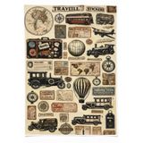 naturevo Vintage Travel Sticker Seti A4 — Bavul Laptop Defter Ajanda Scrapbook Dekor Etiketleri