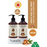 Naturix Doğal Argan Yağlı Saç Bakım Kremi 500 ml Onarıcı Özellikte Hızlı Saç Uzatma Etkisi 2'li Set