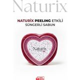 Naturix Kalp Şekilli Süngerli Sabun 130 gr | Peeling Etkili Sabun - 1 Adet