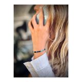 Natuur Collection Kırçıllı Mavi Siyah Beyaz Turkuaz Gümüş El Yapımı Bileklik Bohem Miyuki Tila Cam Boncuk No14 Tekli