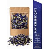 Natvera Mavi Kelebek Çayı 50 gr - Premium Kalite Clitoria Ternatea | Doğal Bitki Çayı | Katkısız | Kilitli Kraft Paket