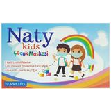 Naty 3 Katlı Beyaz Cerrahi Çocuk Maskesi Telli 10'lu