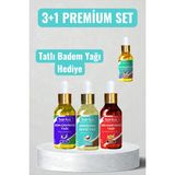 Natzera %100 Saf 20 ml Hindistan Cevizi, Sarı Kantaron, Üzüm Çekirdeği + Tatlı Badem Yağı Dev Set - 80 ml