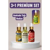 Natzera Premıum Set- 20 ml Hint, Sarı Kantaron, Çörekotu + Avokado Yağı - Eklem ve Cilt Desteği - 80 ml