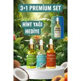 Natzera Premium Set – Soğuk Sıkım Hint Yağı, Hindistan Cevizi, Avokado, Kayısı Çekirdeği Yağı - 80 ml