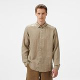 Nautica Erkek Bej Classic Fit Keten Gömlek W55101T.1FS - 2XL - 1FS-Bej