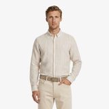 Nautica Erkek Bej Regular Fit Çizgili Keten Gömlek-W65451T.2PY M
