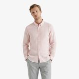 Nautica Erkek Bej Regular Fit Çizgili Keten Gömlek-W65451T.6PR L