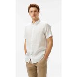 Nautica Erkek Beyaz Classic Fit Keten Gömlek W55100T.1BW - 1BW-Beyaz