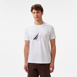Nautica Erkek Beyaz Regular Fit Baskılı T-Shirt - 1BW-Beyaz