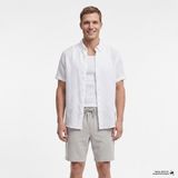 Nautica Erkek Beyaz Regular Fit Kısa Kollu Keten Gömlek W65105T.1BW - 1BW-Beyaz - 3XL