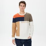Nautica Erkek Beyaz Standart Fit Renk Bloklu Kazak S37107T.1MA - 1MA-Beyaz
