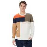 Nautica Erkek Beyaz Standart Fit Renk Bloklu Kazak-S37107T.1MA M