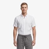 Nautica Erkek Gri Regular Fit Kısa Kollu Keten Gömlek-W65100T.1GD XL