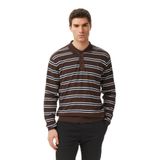 Nautica Erkek Kahverengi Regular Fit Uzun Kollu Çizgili Polo Yaka T-Shirt-K65367T.20C L