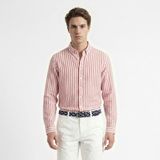 Nautica Erkek Kırmızı Regular Fit Çizgili Gömlek - 8CP-Kırmızı