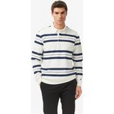 Nautica Erkek Krem Regular Fit Çizgili Sweatshirt - 1MA-Krem - 2XL