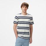 Nautica Erkek Krem Regular Fit Çizgili T-Shirt - 1MA-Krem