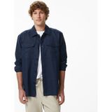 Nautica Erkek Lacivert Regular Fit Keten Gömlek W65420T.4NV - 4NV-Lacivert - XL