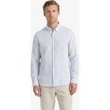 Nautica Erkek Mavi Regular Fit Çizgili Keten Gömlek - 4CY-Mavi