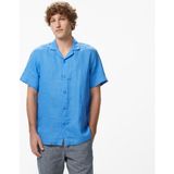 Nautica Erkek Mavi Regular Fit Kısa Kollu Keten Gömlek W65102T.4EG - 4EG-Mavi - 2XL