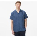 Nautica Erkek Mavi Regular Fit Kısa Kollu Keten Gömlek W65102T.4VT - 4Vt - Mavi