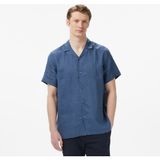 Nautica Erkek Mavi Regular Fit Kısa Kollu Keten Gömlek - XL - 4Vt - Mavi