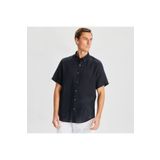 Nautica Erkek Siyah Classic Fit Kısa Kollu Keten Gömlek