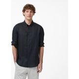 Nautica Erkek Siyah Regular Fit Keten Gömlek - 0TB-Siyah