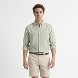 Nautica Erkek Yeşil Regular Fit Keten Gömlek - 3TL-Yeşil