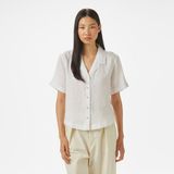 Nautica Kadın Beyaz Regular Fit Keten Gömlek - 1BW-Beyaz